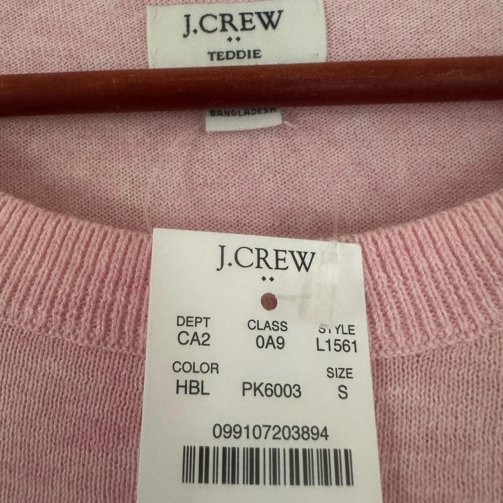 J. Crew Pink Crewneck Sweater with Ribbed Trim